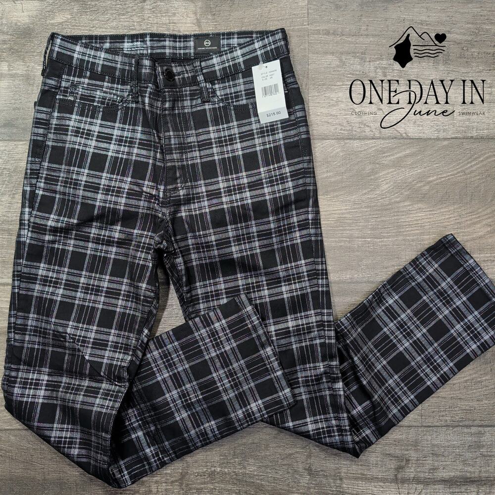 AG Adriano Goldschmied Jodi Crop High Rise Slim Flare Jean Plaid NWT $215 Size 2